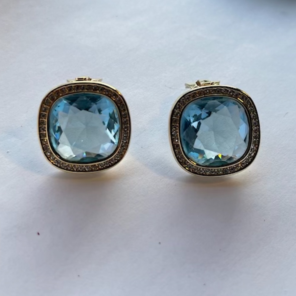 Fabulous Vintage Sal Swarovski Largeblueclear Pave Crystal Gold